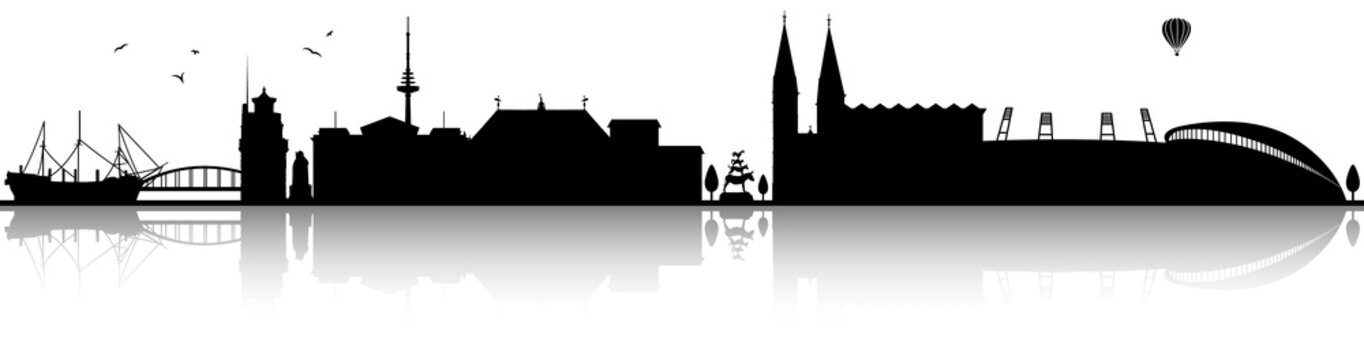 Bremen Hansestadt Skyline Silhouette schwarz