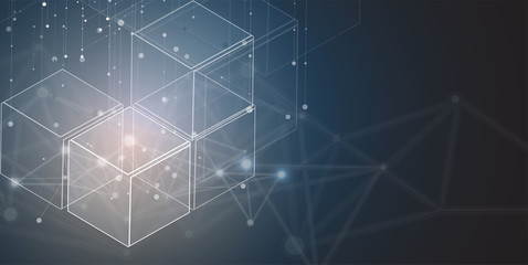 Neural network concept. Connected cells with links. High technology process. Abstract background