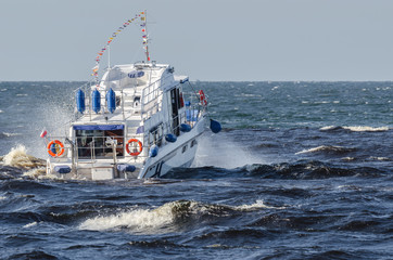 SMALL SHIP - A sea recreational vessel on a cruise © Wojciech Wrzesień