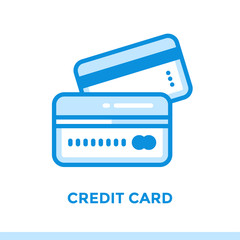 Linear icon CREDIT CARD of finance, banking. Suitable for mobile apps, websites and design templates