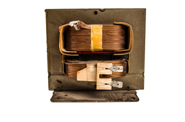 Close up of an electric system on white background, in a white background