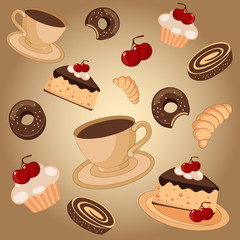 Background with coffee and sweets