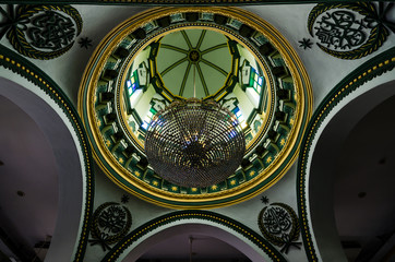 Interior of Abdul Gaffoor Mosque, a mosque in Singapore constructed in year 19,07. The mosque...