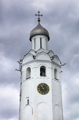 The clock tower in Velikiy Novgorod, Russia