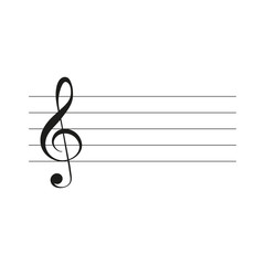 Violin key G clef with music lines isolated vector