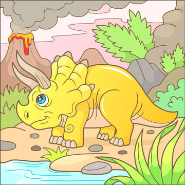 Cartoon cute triceratops funny image
