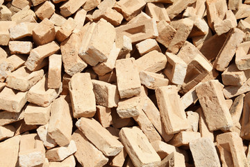 Stack of red bricks 