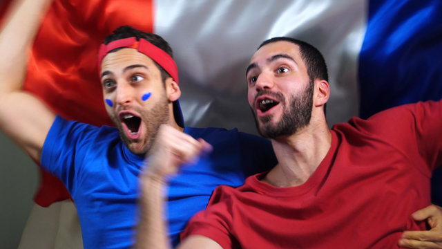 French Friends Celebrating with France Flag