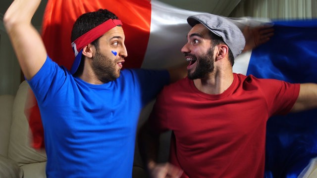 French Friends Celebrating with France Flag