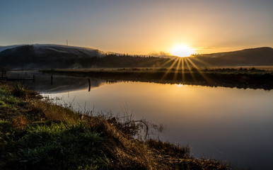 Colorful landscape of the Coquille River Valley in Southern Oregon, USA 