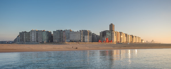 Panoramic view on the skyline of Ostend in Belgium