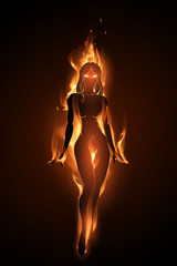 Fototapeta premium Hot girl in flame