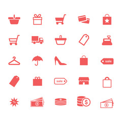 Shopping and retail icons set. Flat vector signs and symbols set.