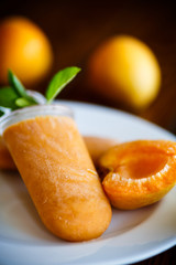 Sweet ice cream from apricots