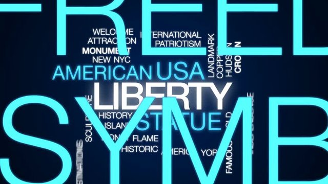 Liberty animated word cloud, text design animation.