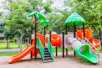 Colorful playground equipment.