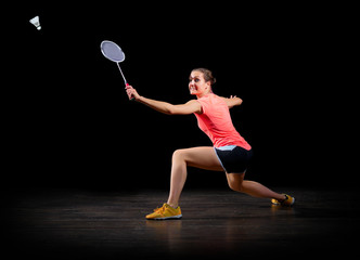 Woman badminton player (on black version)