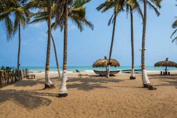 The beautiful beach of Palomino in the Caribbean Coast of Colombia, South America; Concept for...