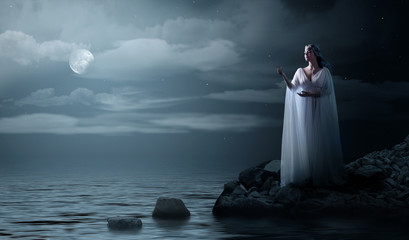 Young elven girl on sea coast © Boris Riaposov