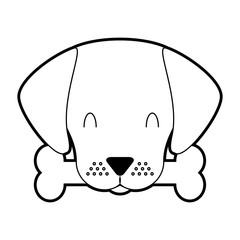 cute dog mascot with bone vector illustration design