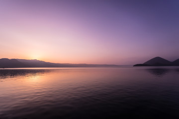 Naklejka premium Hokkaido Sunset Sky Lake