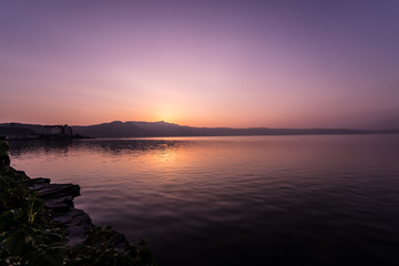 Fototapeta na wymiar Hokkaido Sunset Sky Lake
