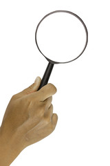magnifying with hand holding isolated on a white background