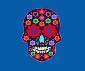 Skull vector with flowers icon