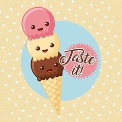 taste it ice cream cartoon icon vector illustration design graphic