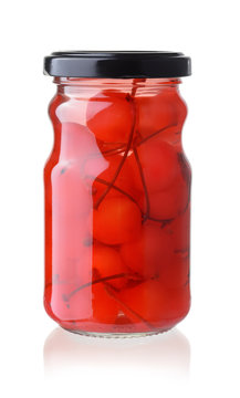 Jar of  maraschino cocktail cherries