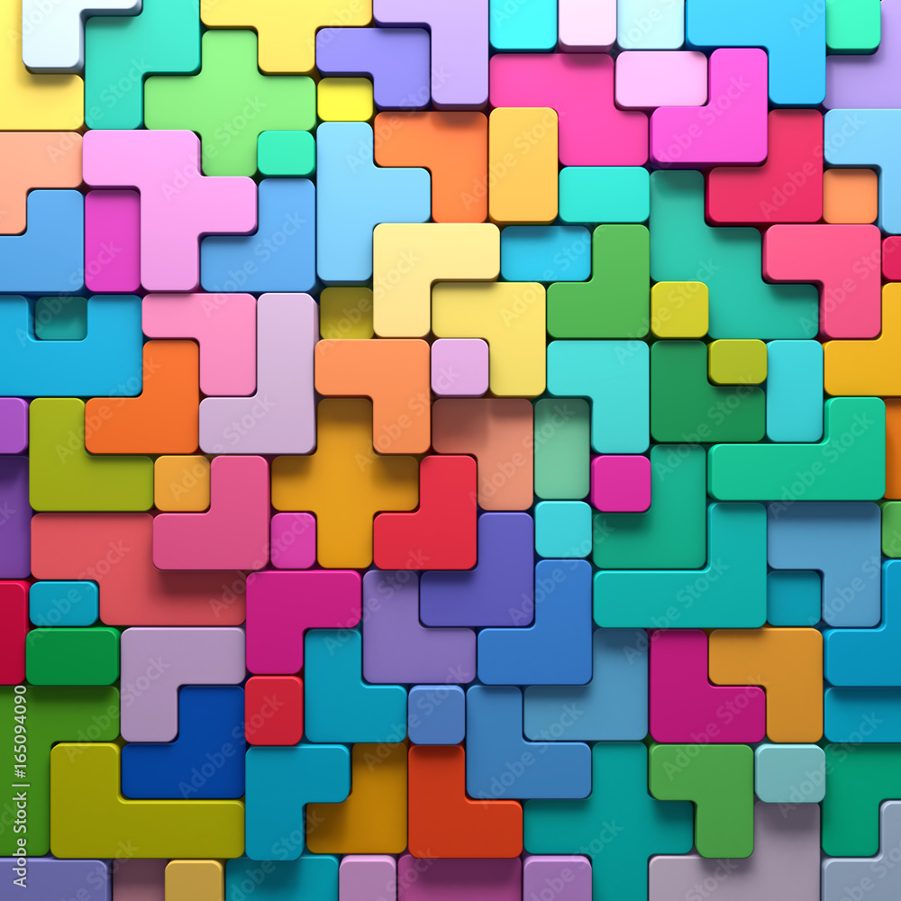 Poster 3d rendering abstract background of multi-colored rounded shapes
