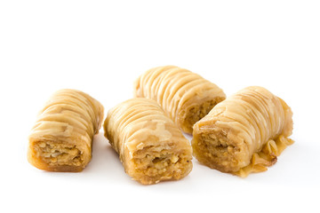 Turkish dessert baklava isolated on white background
