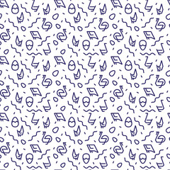 Vector chicken breeding hand drawn seamless pattern. Chicken,roster, feather and egg illustrations. Rural natural bird farming. Hipster fashion Memphis style.