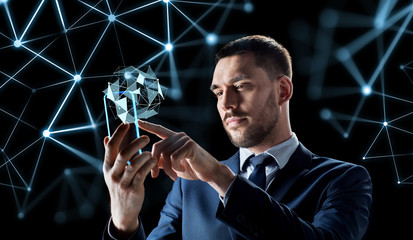 businessman with transparent smartphone