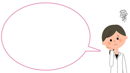 困る白衣の女性　ふきだし