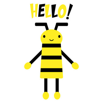Bee with text HELLO!