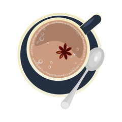 Cup of Coffee with koritsa top view. Template of banner and poster. Vector illustration eps 10