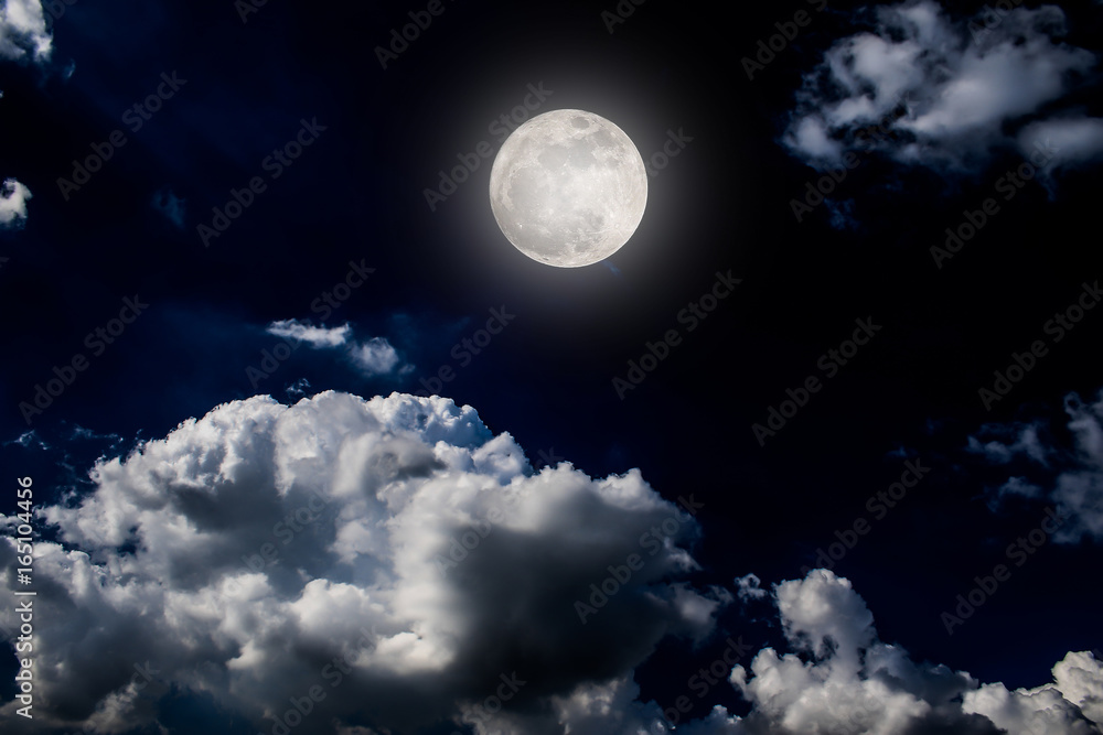 Wall mural moon night sky dark full clouds background