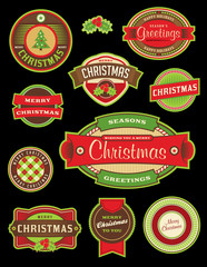 Vintage Christmas Holiday Labels and Badges