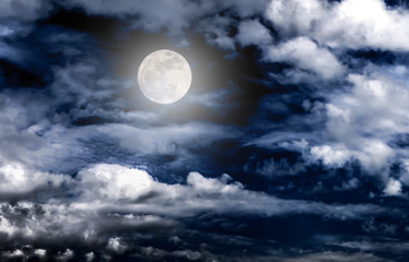 Naklejka na ściany i meble moon night sky dark full clouds background