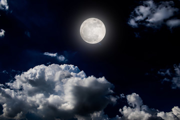 Plakat moon night sky dark full clouds background