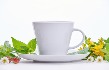 Herbal tea on white background