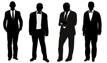 black and white silhouettes of men businessmen