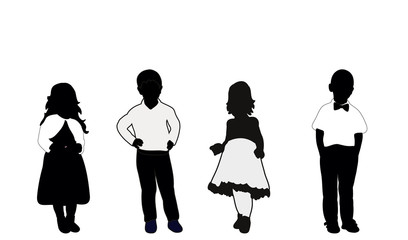 black and white silhouettes of children