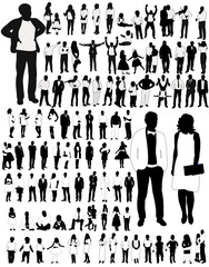 black and white silhouettes of men women and children, collection