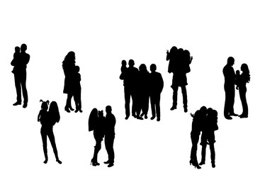 Vector, isolated, silhouette family, people with children, collection