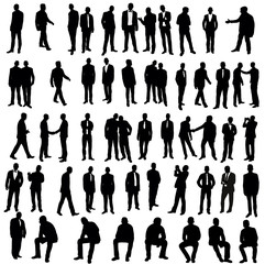 Vector, isolated, silhouette of man, go stand, set