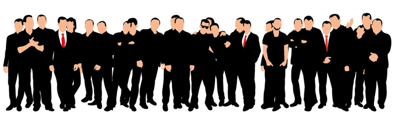 Fototapeta premium Vector, isolated, silhouette of walking people, crowd, group