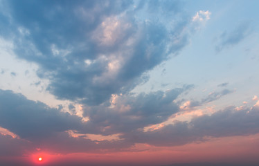 colorful dramatic sky with cloud at sunset