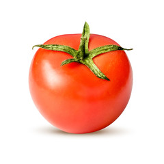 Fresh red tomato isolated on white background with clipping path.
